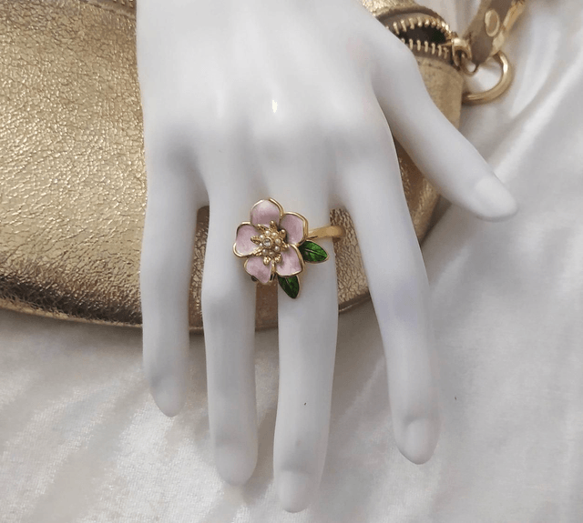 Bague fleur rose