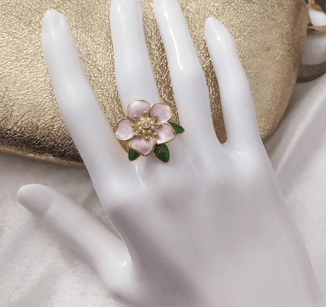 Bague fleur rose