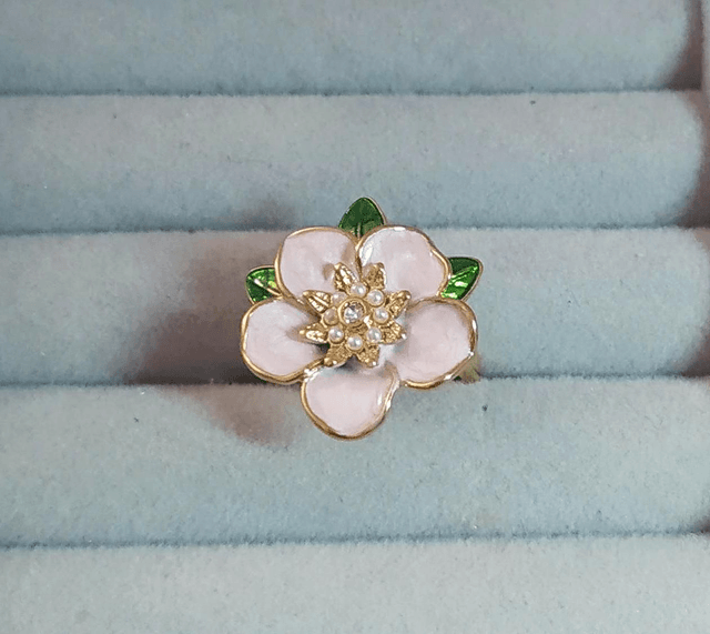 Bague fleur rose