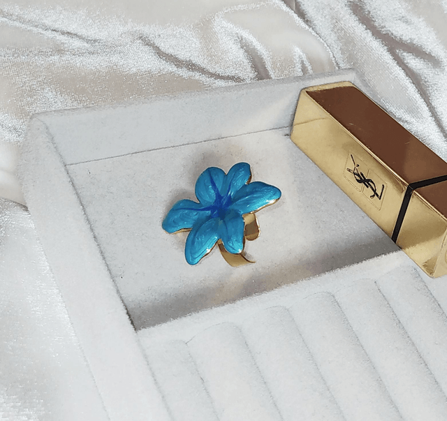 Bague Fleur vert turquoise