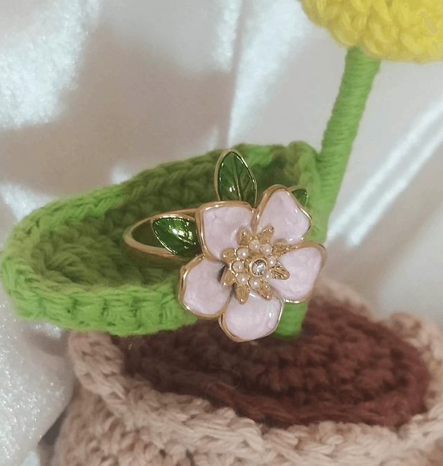 Bague fleur rose
